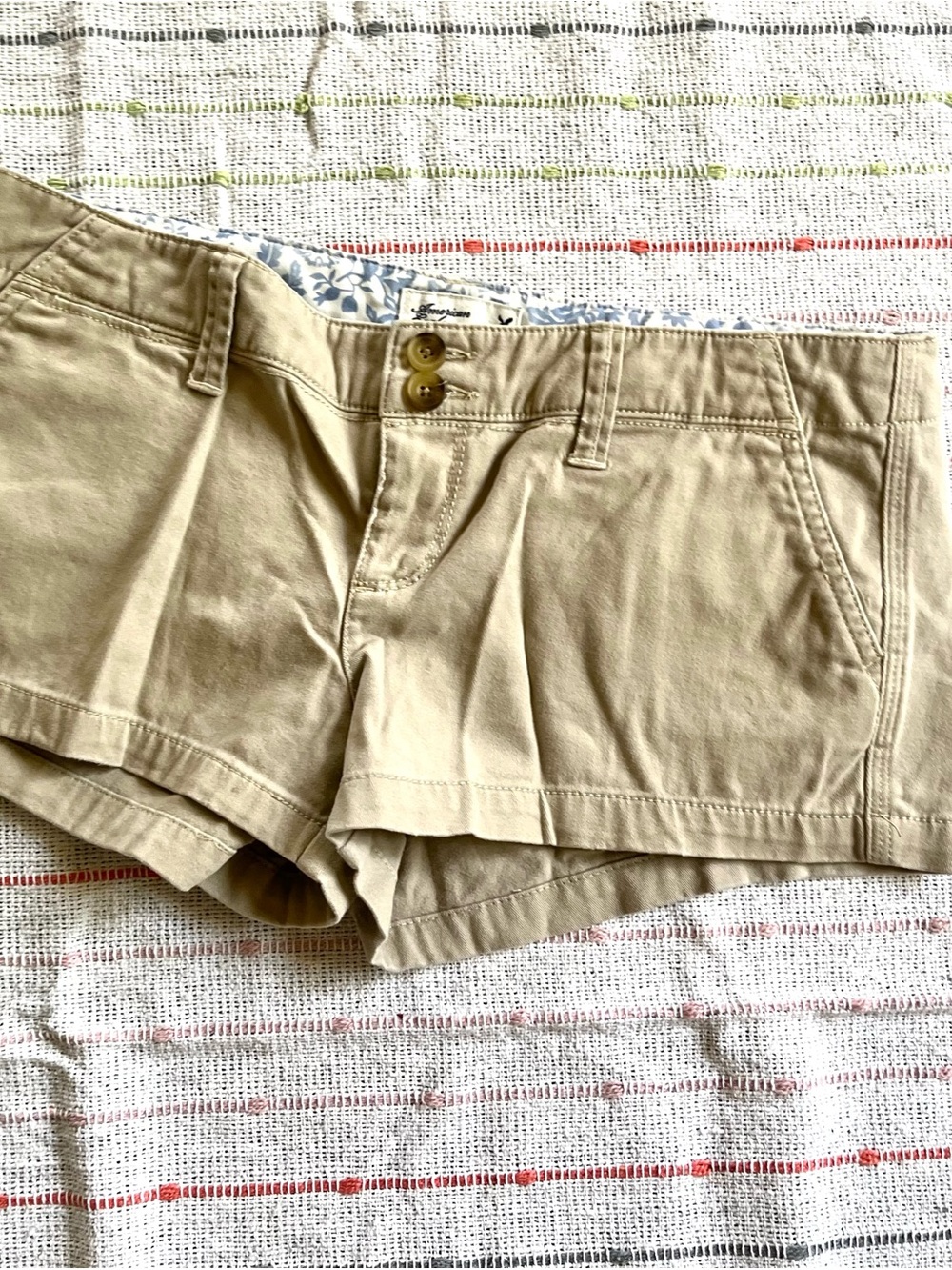 American Eagle Women’s Khaki Cotton Blend Shorts - Classic Casual